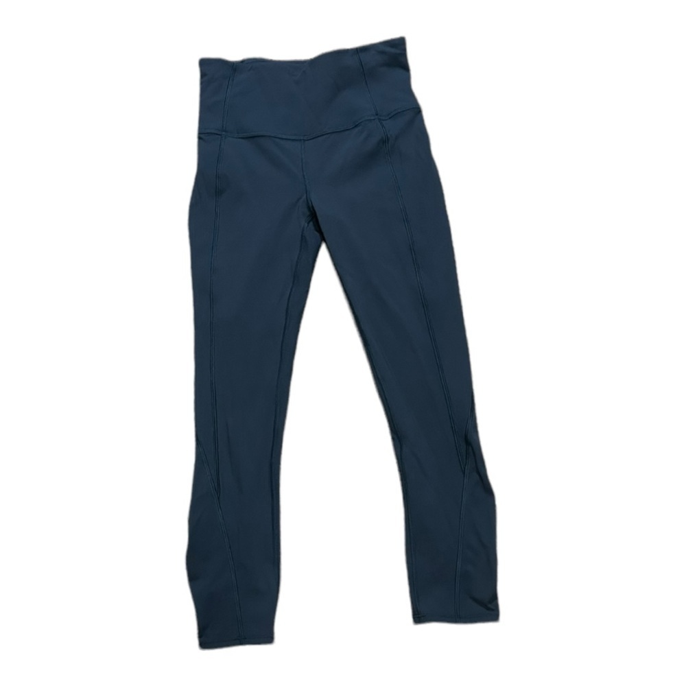 Lululemon 27” Ruched Bottom Leggings with Back Waist Pocket. Size 4 Blue